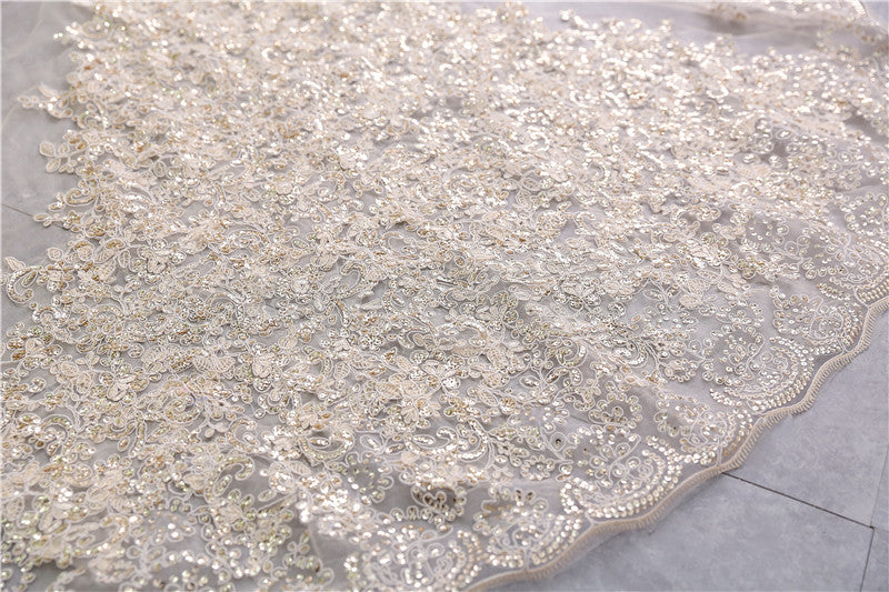 Voile de Mariage Luxueux à Un Niveau avec Appliques