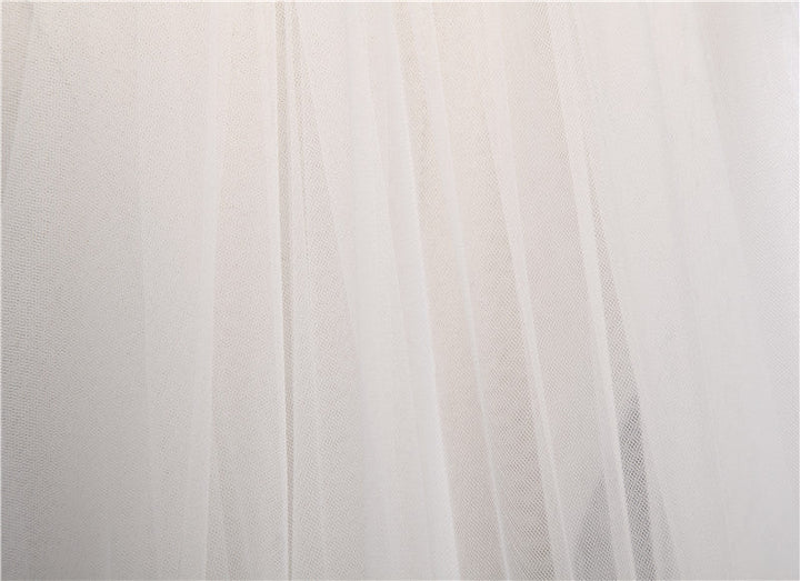 Voiles de Mariage D'Église Longs en Dentelle à Un Niveau avec Appliques