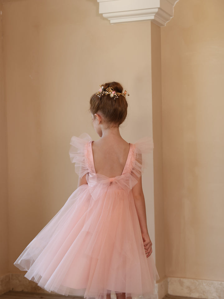 Robe de Bal en Satin Tulle à Encolure Carrée Sans Manches, Longueur Thé, Robes de Demoiselle D'Honneur Blanches Froncées