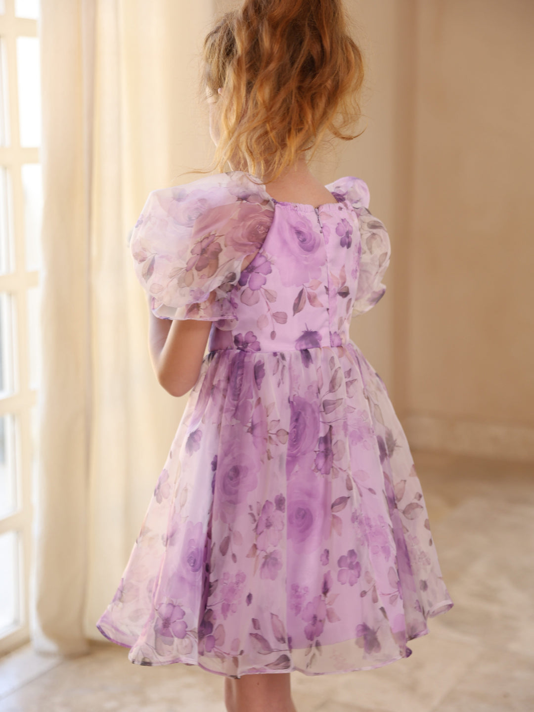 Robe de Bal en Tulle à Manches Courtes et Col Rond pour Fillette