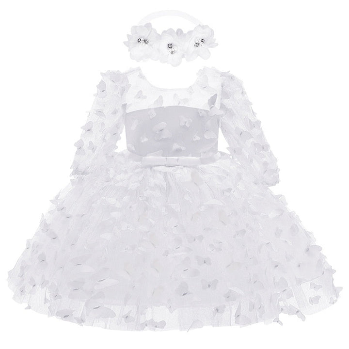 Robe de Demoiselle D'Honneur Coupe A-Line/Princesse, Col Rond, Manches 3/4, Longueur Genou, avec Papillon 3D