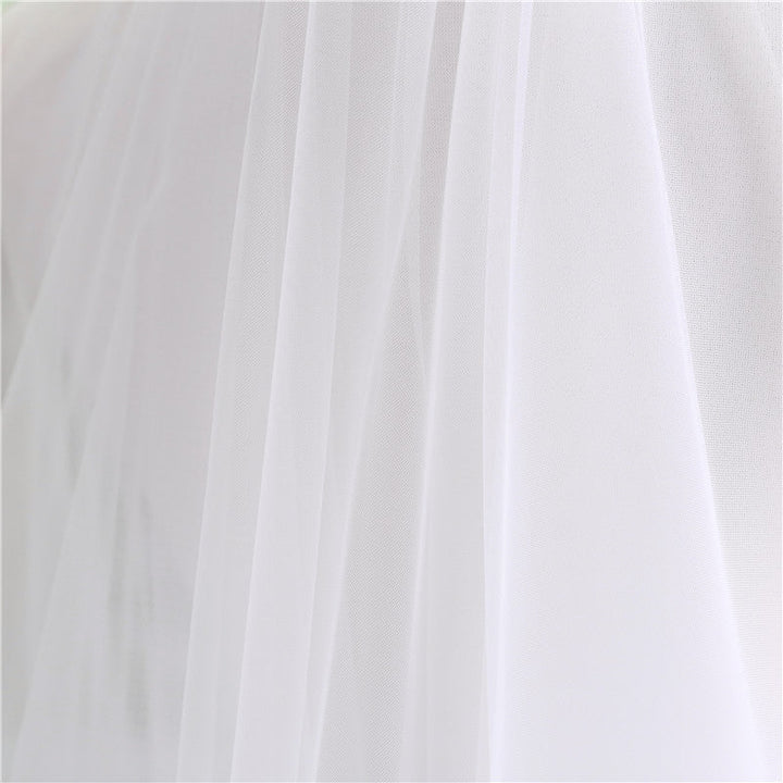 Voile de Mariée Classique en Dentelle à Un Niveau avec Tulle Uni