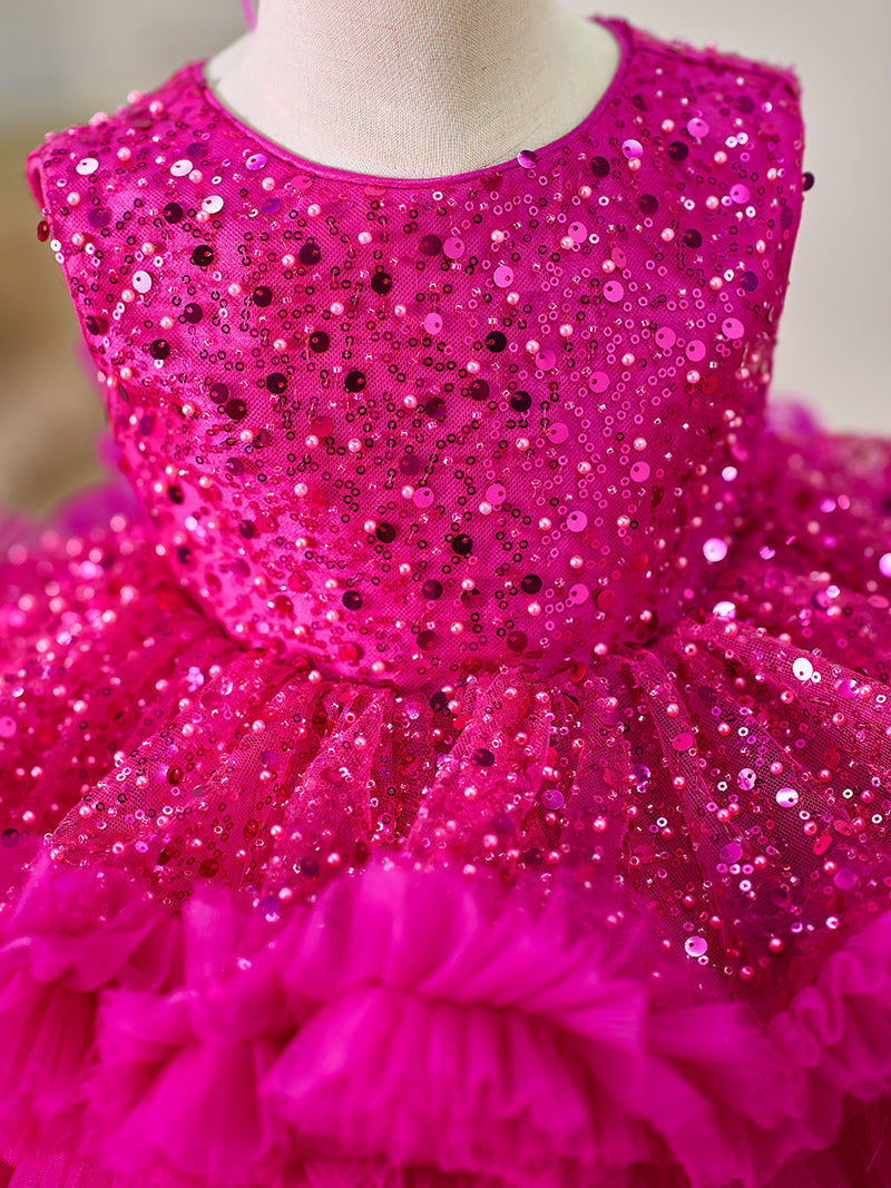 Robe Bébé Fille Longueur Genou en Tulle à Paillettes