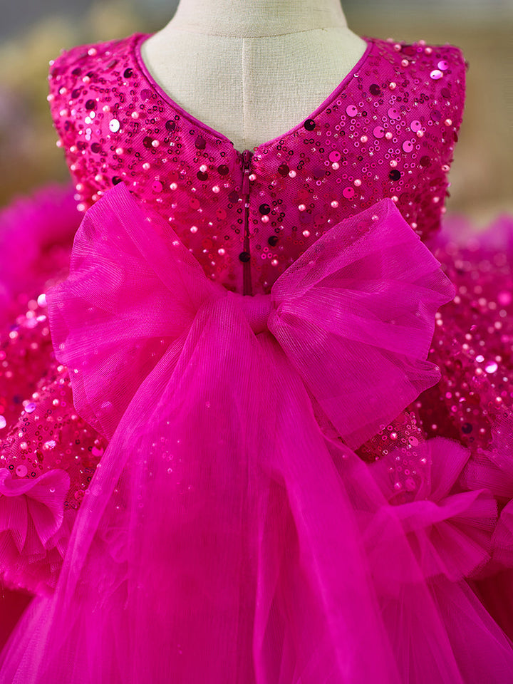 Robe Bébé Fille Longueur Genou en Tulle à Paillettes
