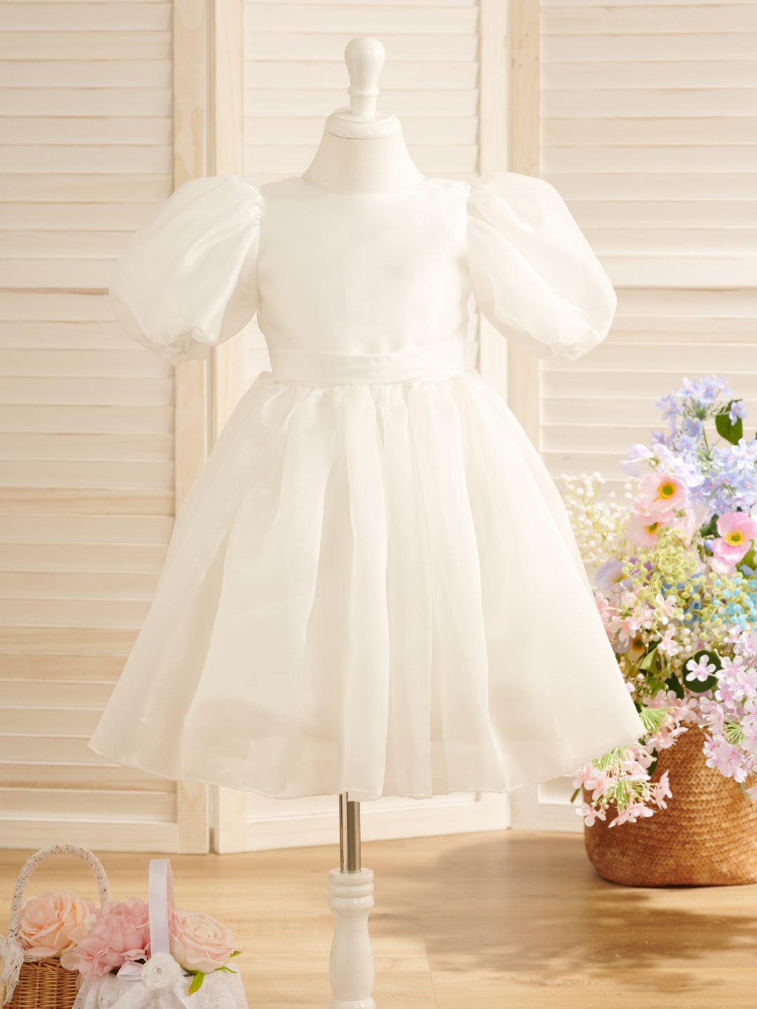Robe de Bal/Princesse en Organza Longueur Genou pour Première Communion