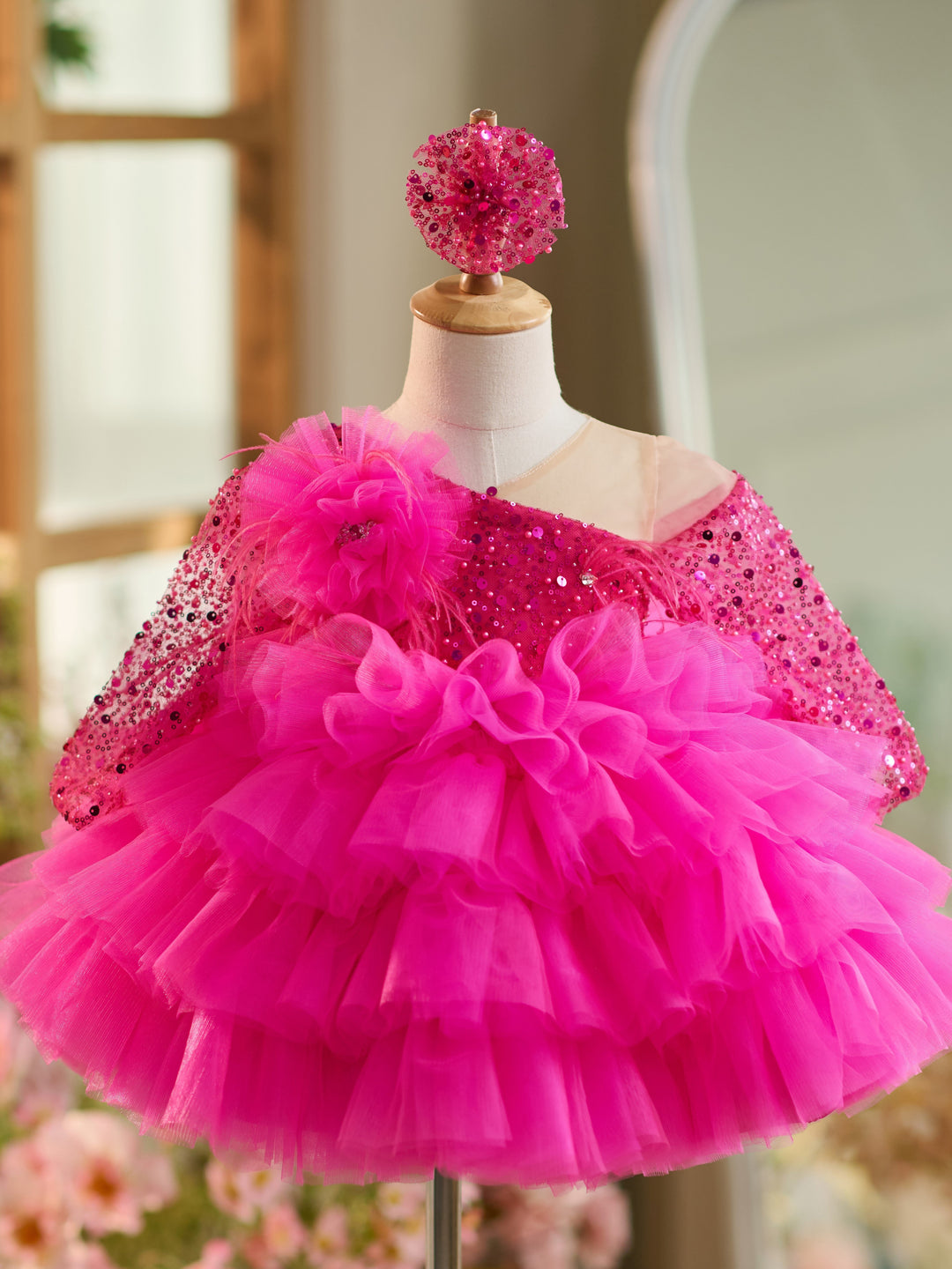 Robe Bébé Fille Longueur Genou en Tulle à Paillettes