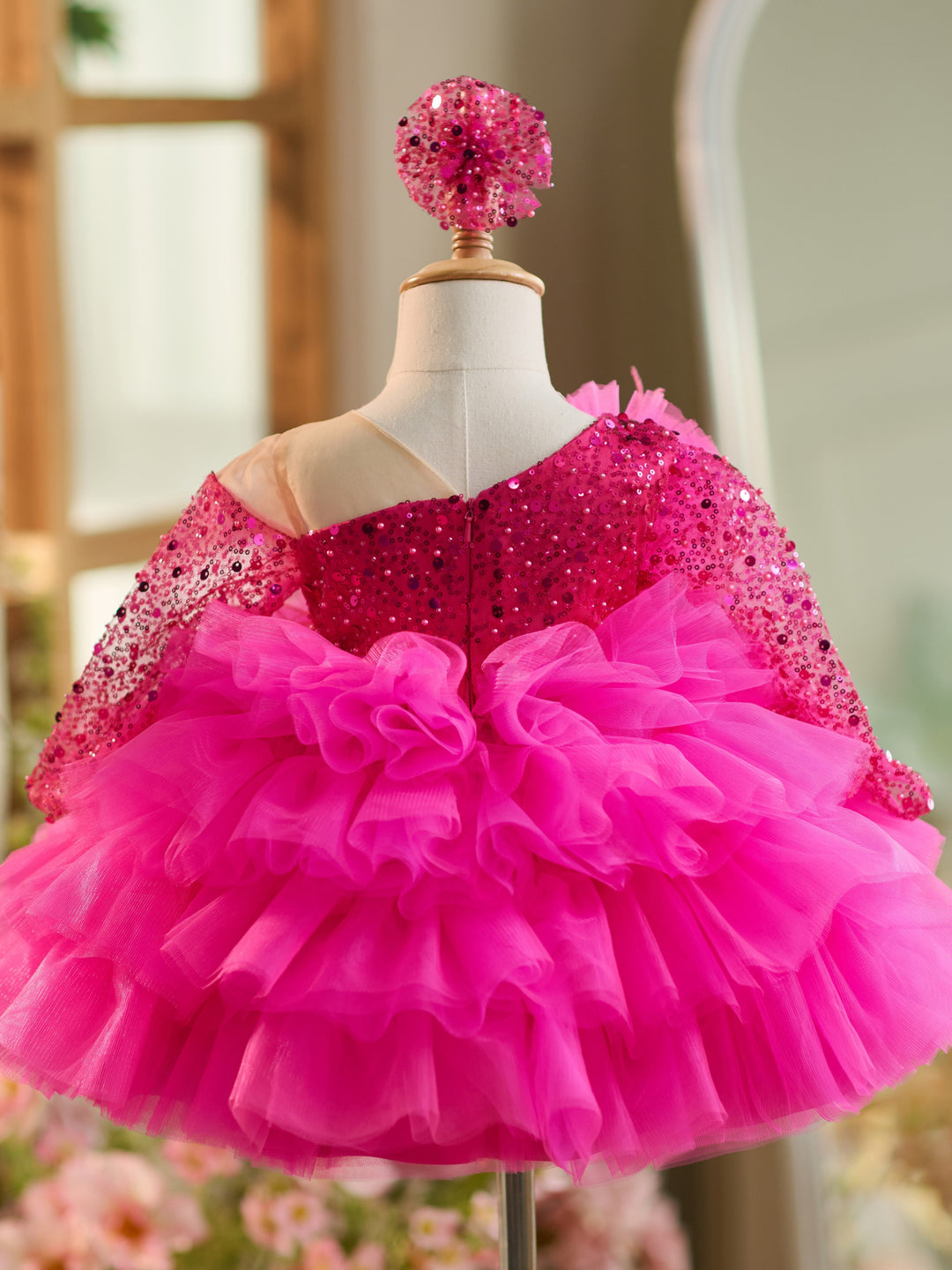 Robe Bébé Fille Longueur Genou en Tulle à Paillettes