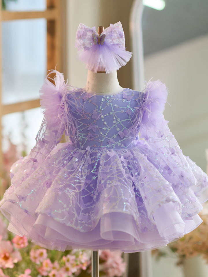 Robe Bébé Fille Longueur Genou en Tulle à Paillettes