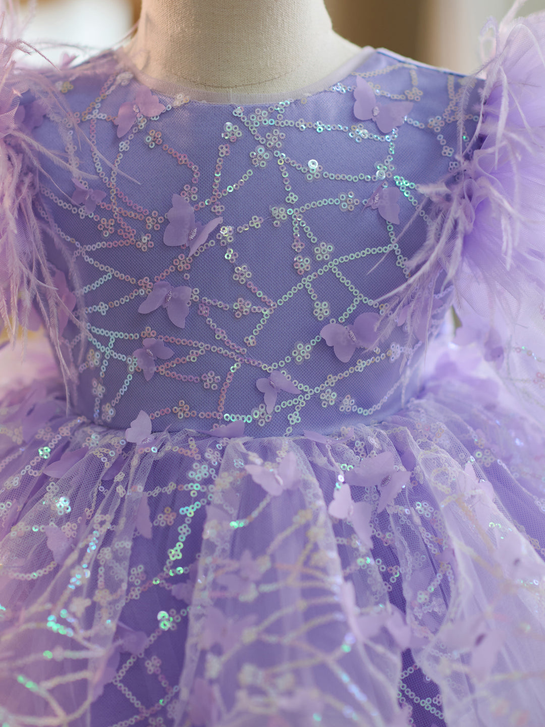 Robe Bébé Fille Longueur Genou en Tulle à Paillettes