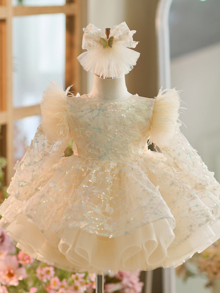 Robe Bébé Fille Longueur Genou en Tulle à Paillettes