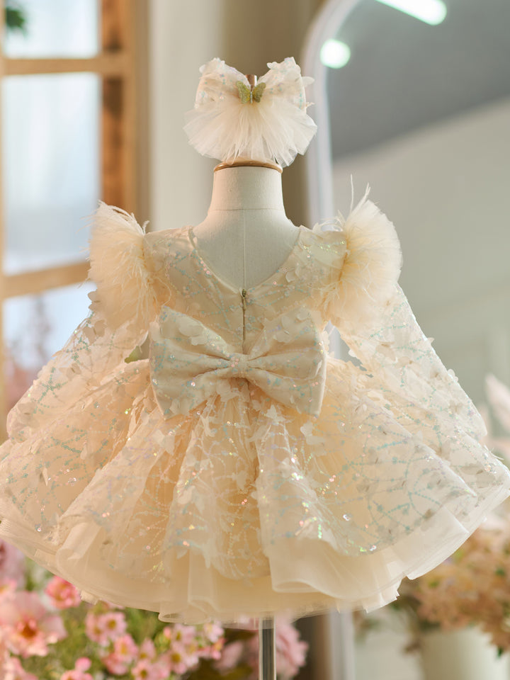 Robe Bébé Fille Longueur Genou en Tulle à Paillettes