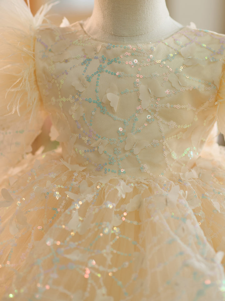 Robe Bébé Fille Longueur Genou en Tulle à Paillettes