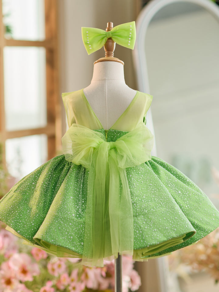 Robe de Bal/Princesse en Tulle Vert Longueur Genou pour Bébé Fille