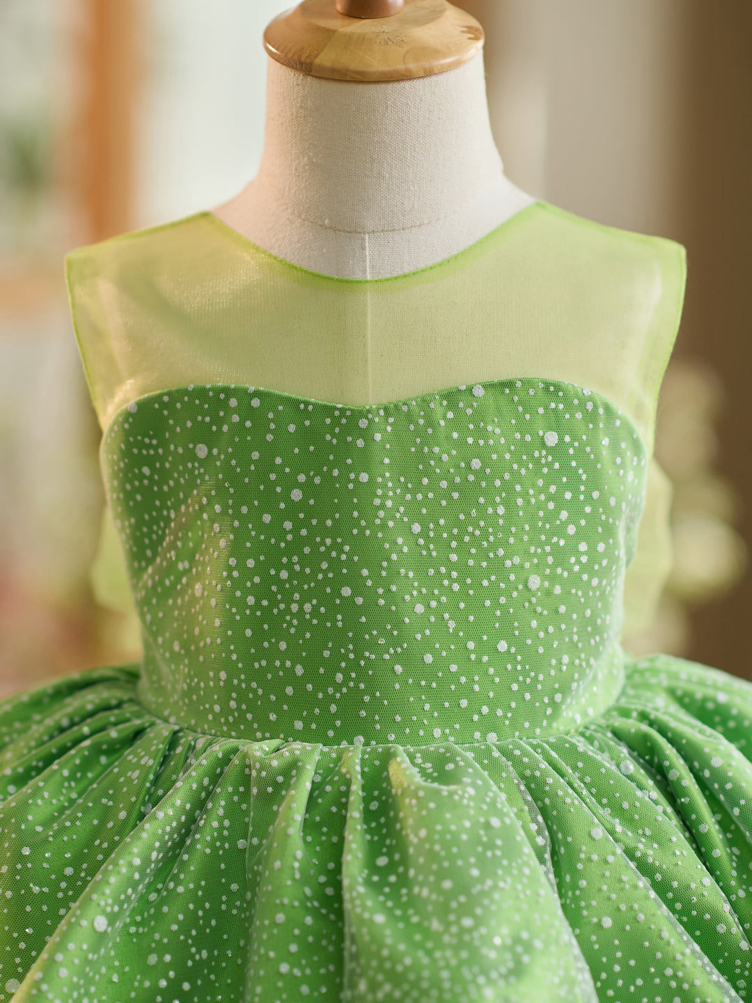Robe de Bal/Princesse en Tulle Vert Longueur Genou pour Bébé Fille