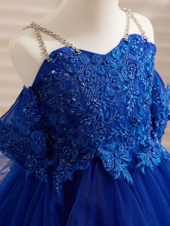 Robe de Bal de Princesse en Tulle avec Appliques Florales et Perles pour Filles