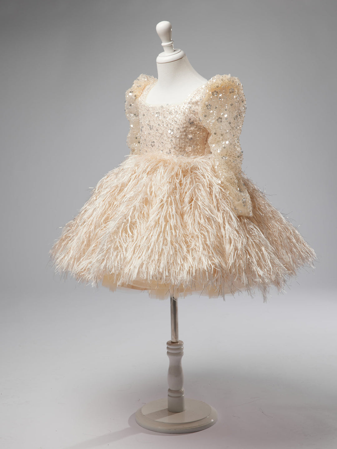 Robe en Tulle Longueur Genou Couleur Champagne pour Fille