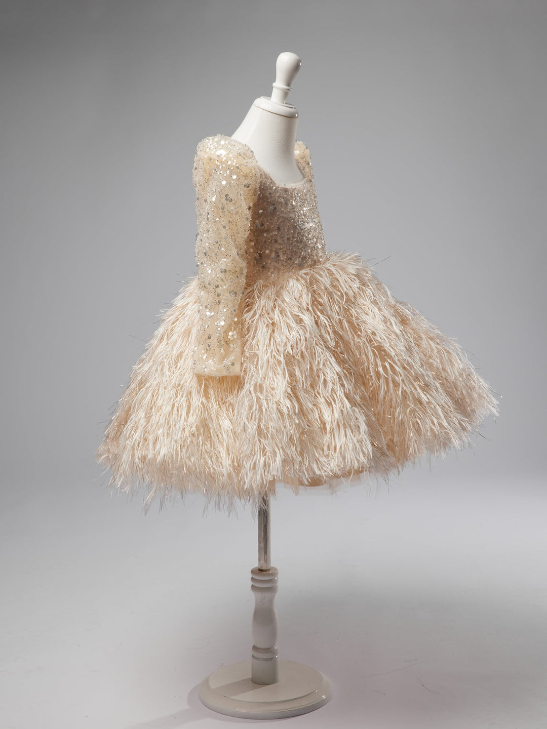 Robe en Tulle Longueur Genou Couleur Champagne pour Fille