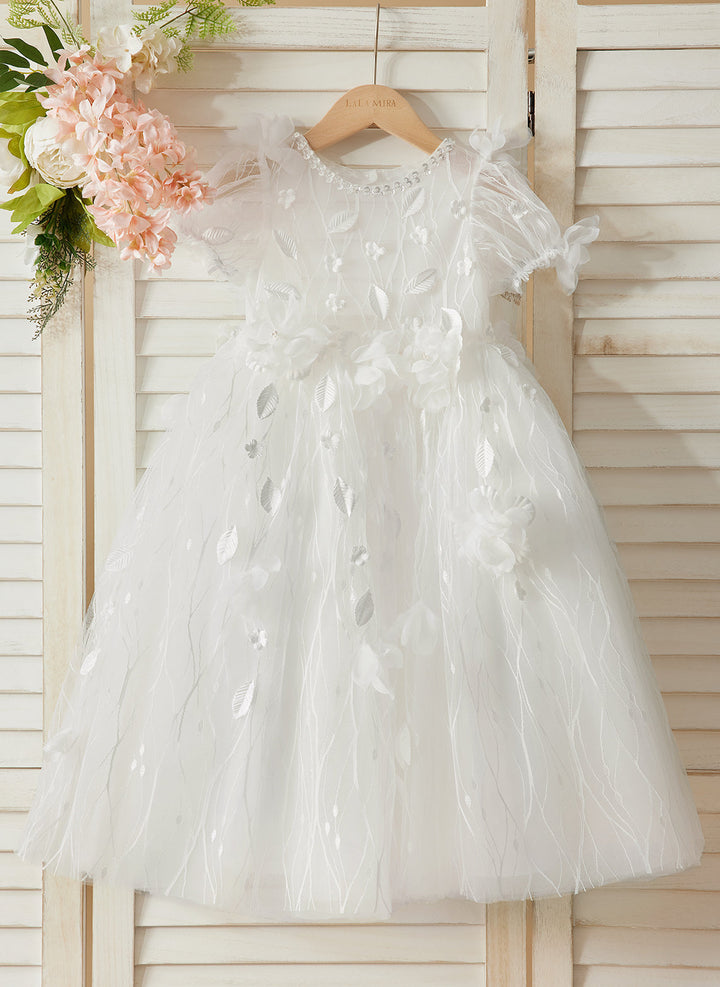 Robe de Bal/Princesse en Tulle Blanche pour Bébé Fille