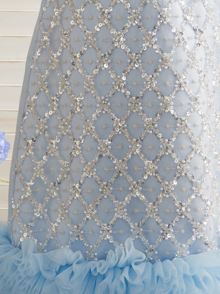 Robe D'Anniversaire Mi-Longue en Satin à Paillettes