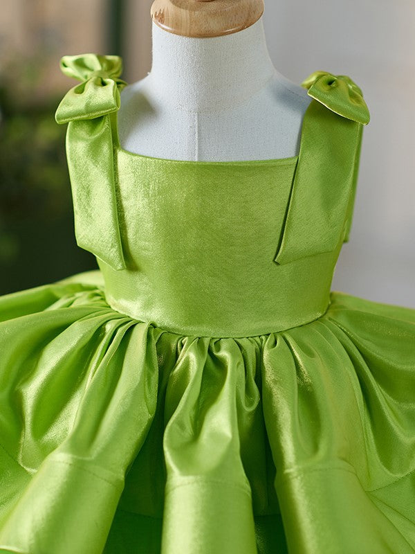 Robe Verte Mi-Longue en Tulle Satiné