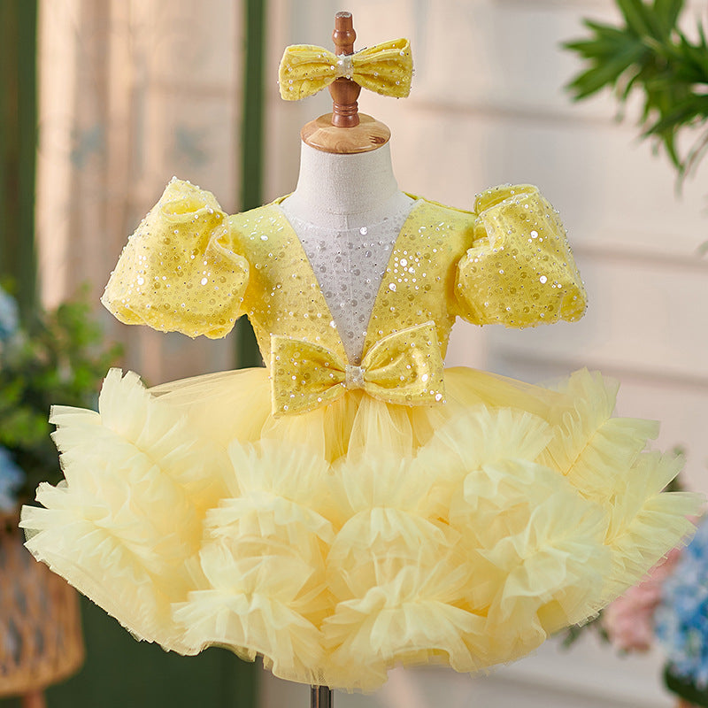 Robe Bébé Fille Longueur Genou en Tulle à Paillettes
