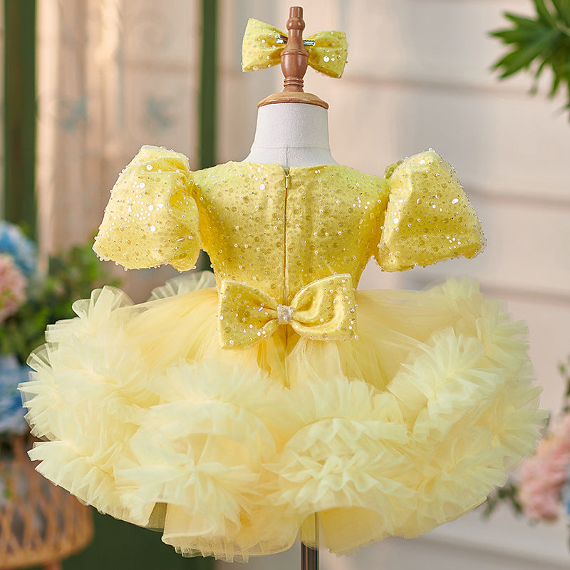 Robe Bébé Fille Longueur Genou en Tulle à Paillettes
