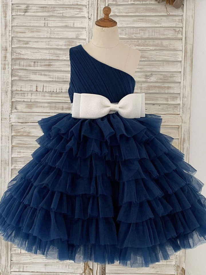 Robe de Demoiselle D'Honneur en Tulle Coupe A Jusqu'Aux Genoux