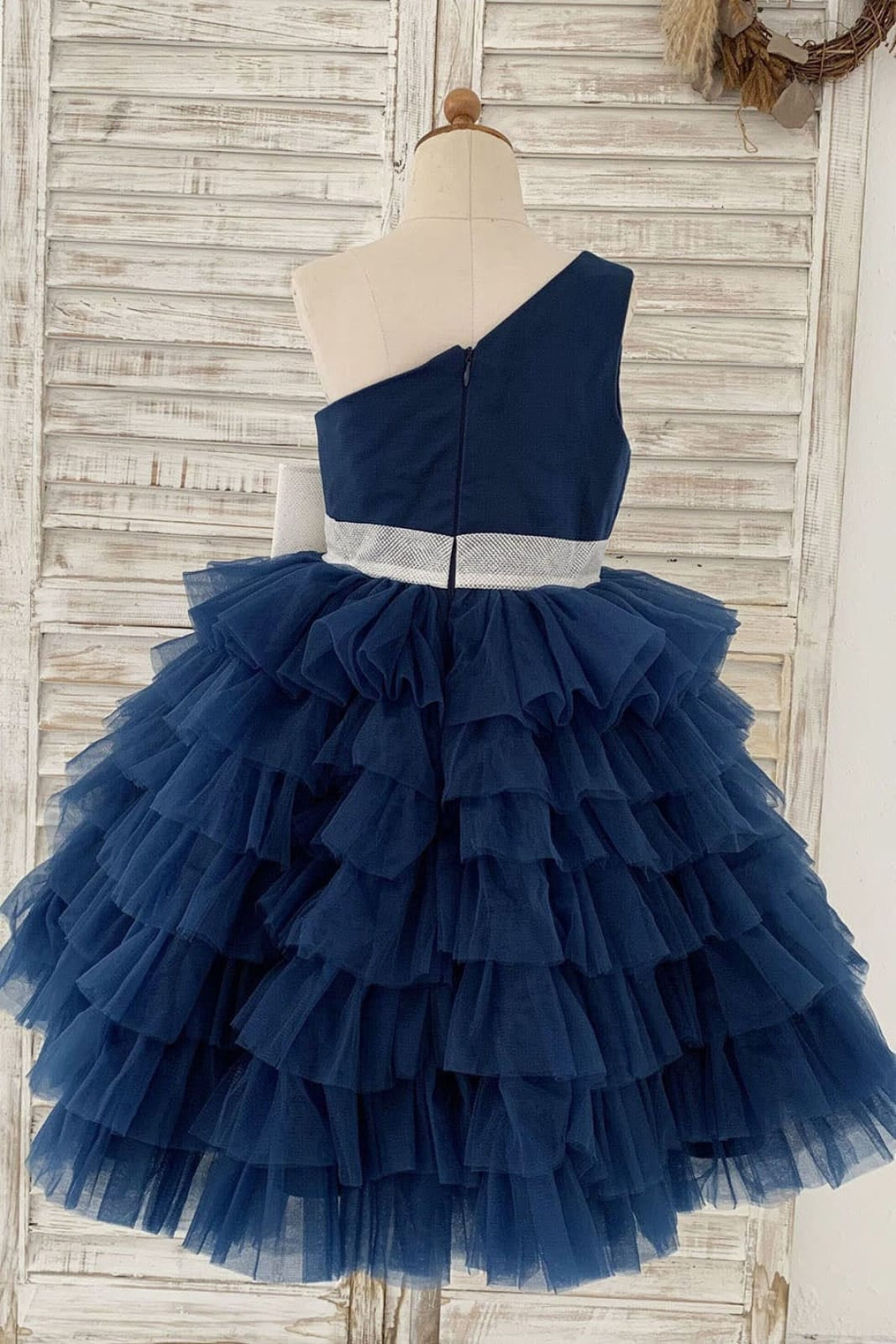 Robe de Demoiselle D'Honneur en Tulle Coupe A Jusqu'Aux Genoux