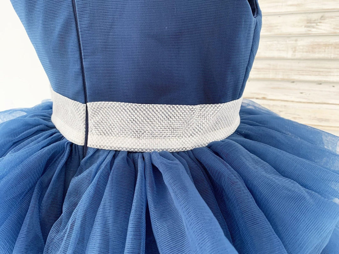 Robe de Demoiselle D'Honneur en Tulle Coupe A Jusqu'Aux Genoux