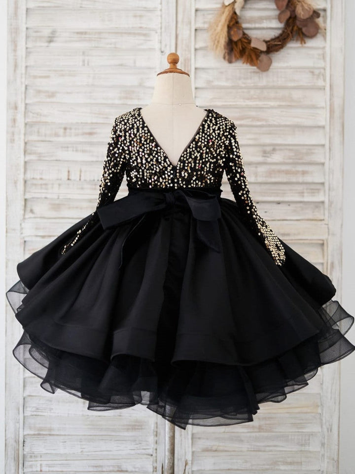 Robe Noire à Paillettes Jusqu'Aux Genoux