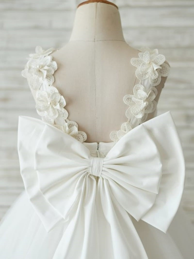 Robe de Demoiselle D'Honneur 3D en Tulle et Dentelle Jusqu'Aux Genoux