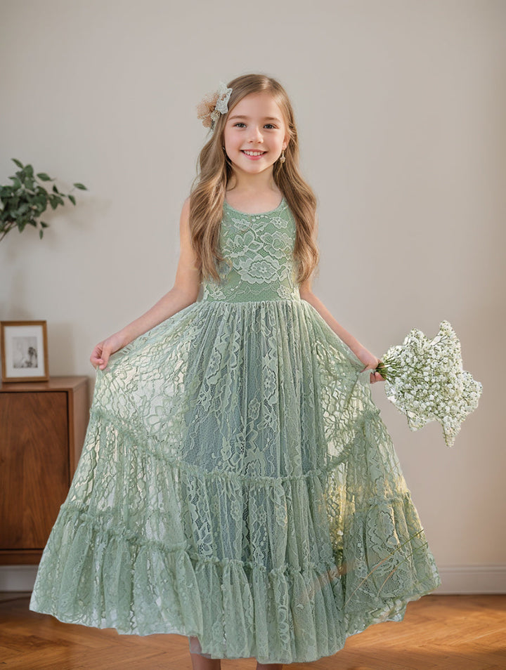 Robe Longue Verte en Dentelle