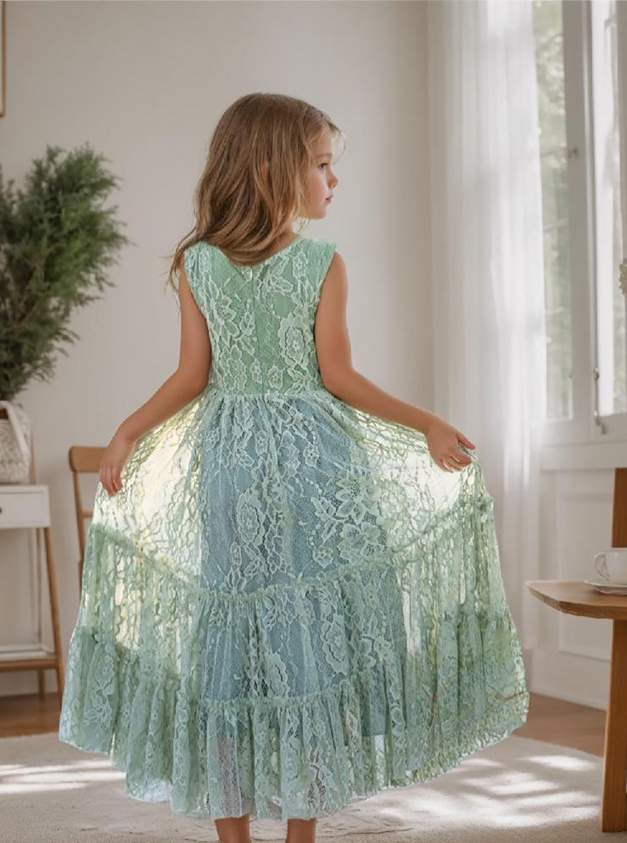 Robe Longue Verte en Dentelle
