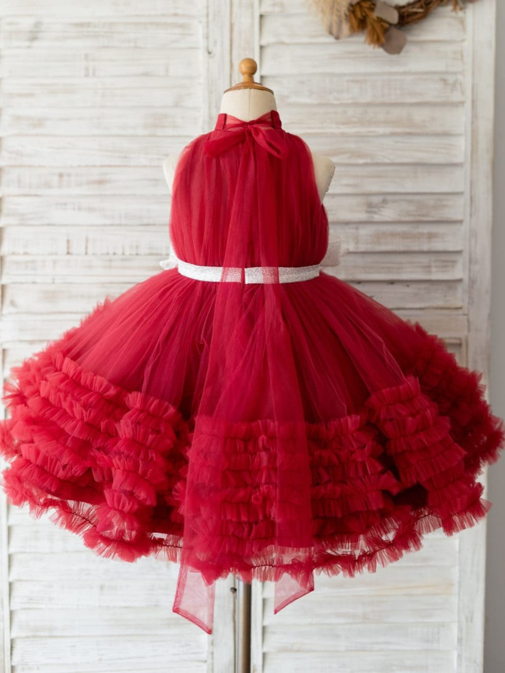 Robe en Tulle Bordeaux Jusqu'Aux Genoux