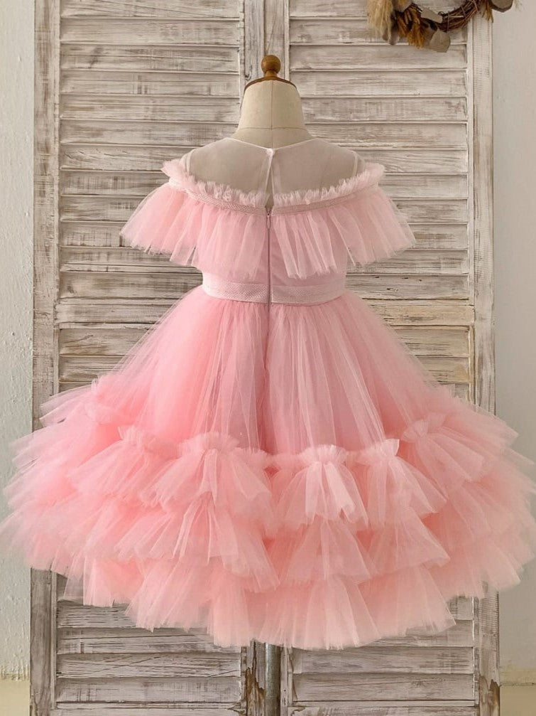 Robe Rose en Tulle Jusqu'Aux Genoux