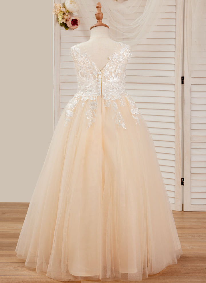 Robe Rose Longue en Tulle et Dentelle Coupe A