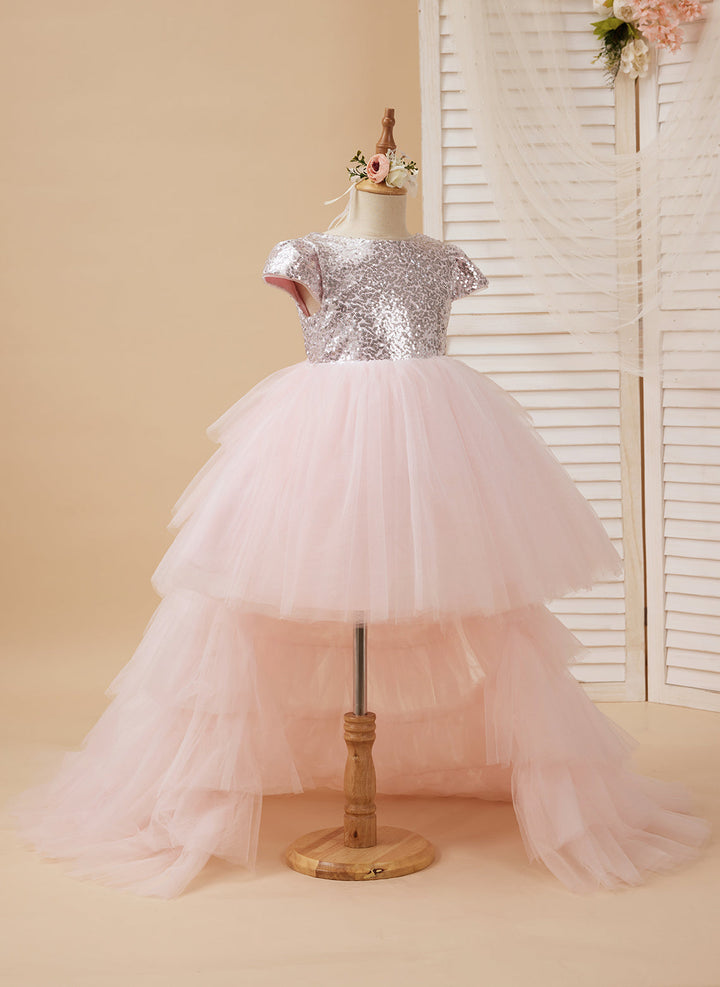 Robe de Bal/Princesse en Tulle Rose pour Fillette