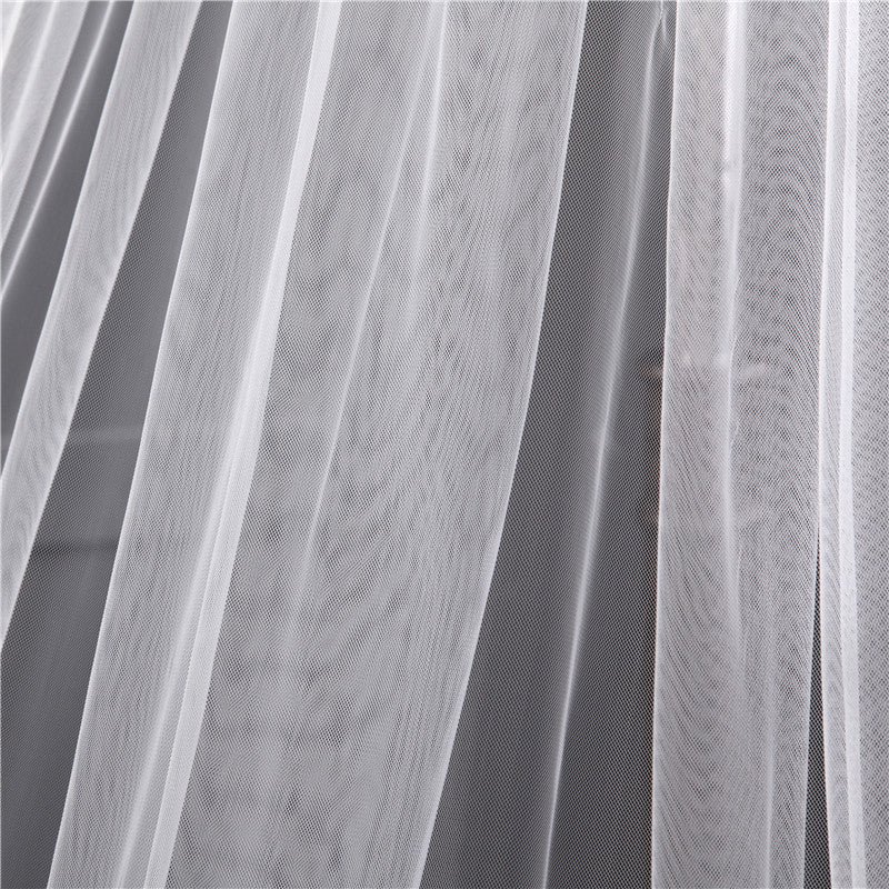 Voile de Mariée Long en Dentelle à Un Niveau avec Appliques