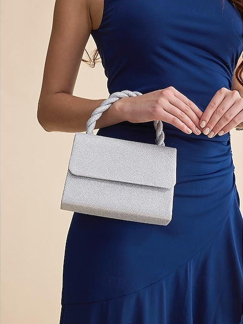 Sacs de Soirée en Polyester à Plusieurs Compartiments, Couleur Unie, avec Motif de Chaîne et Nœud