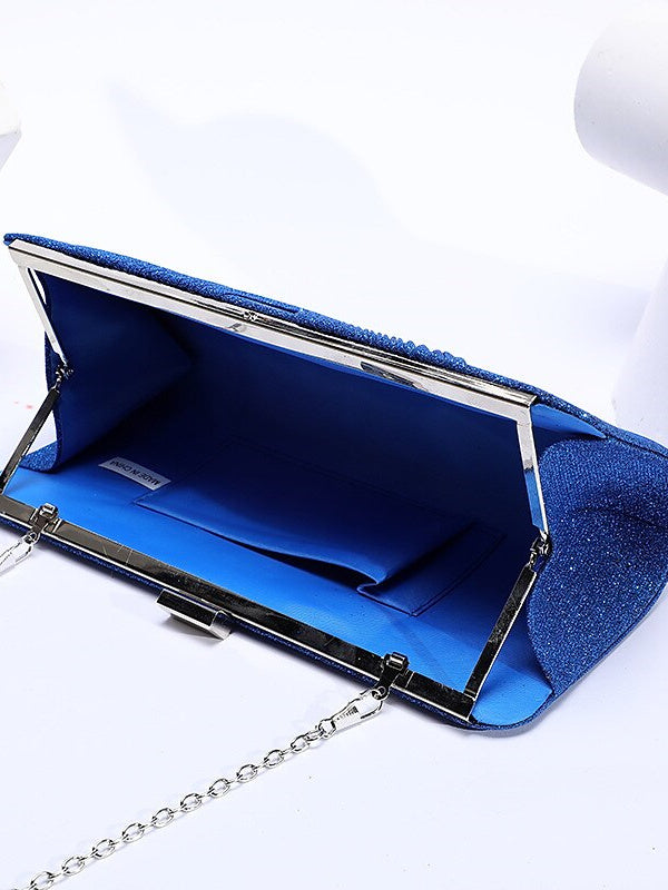 Pochettes à Chaîne Pailletées de Couleur Unie en Polyester
