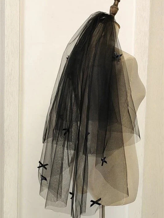 Voiles de Mariée en Dentelle à Deux Niveaux Voiles de Coude avec Broderie