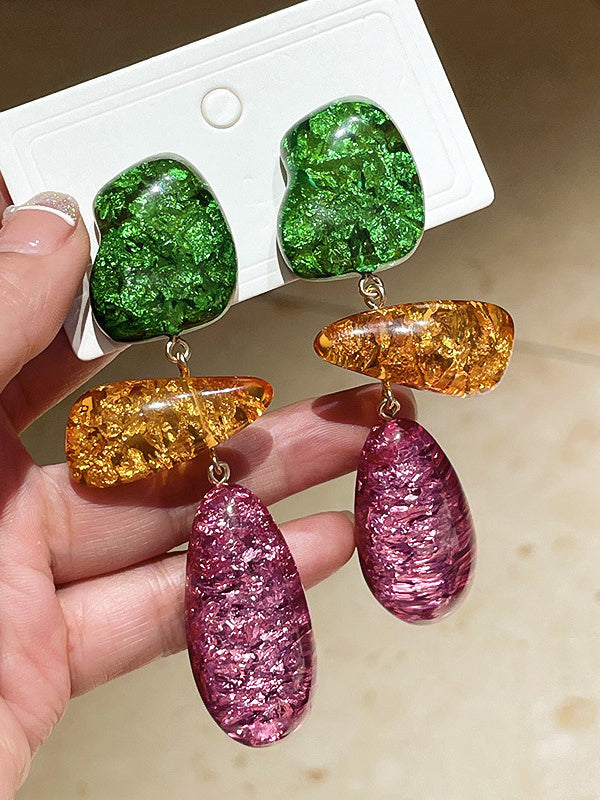 Boucles D'Oreilles Tendance Haut de Gamme de Couleur Contrastée de Personnalité Estivale pour Femmes