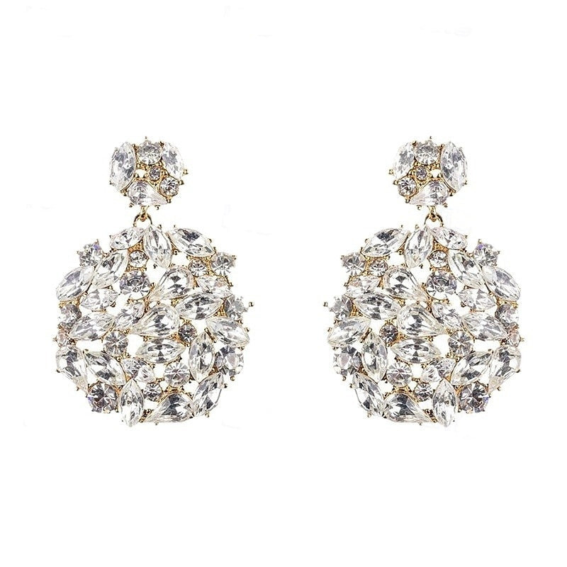 Boucles D'Oreilles à Tige pour Femme, 1 Paire, Motif Géométrique, Fleur Précieuse, Élégante, Personnalisée, Imitation Diamant, Bijoux Blancs pour Fête de Mariage
