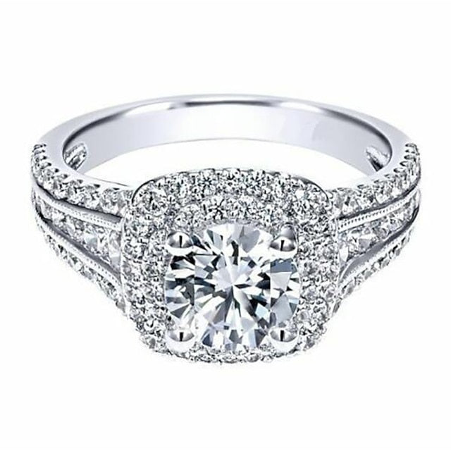 Bague Pour Femme En Plaqué Or Avec Diamants Et Alliance Classique