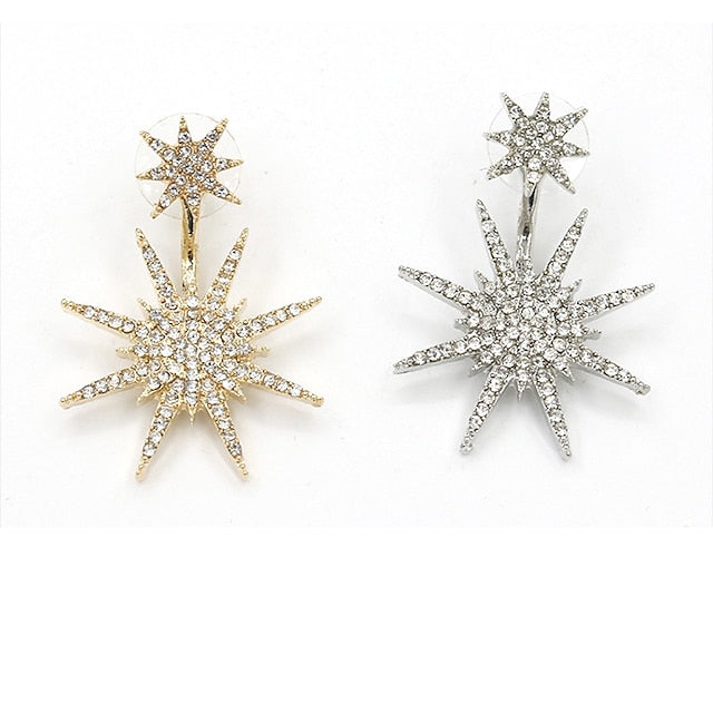 Boucles D'Oreilles pour Femmes en Cristal de Fête en Zircone Cubique avec Strass en Forme D'Étoile