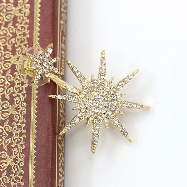 Boucles D'Oreilles pour Femmes en Cristal de Fête en Zircone Cubique avec Strass en Forme D'Étoile