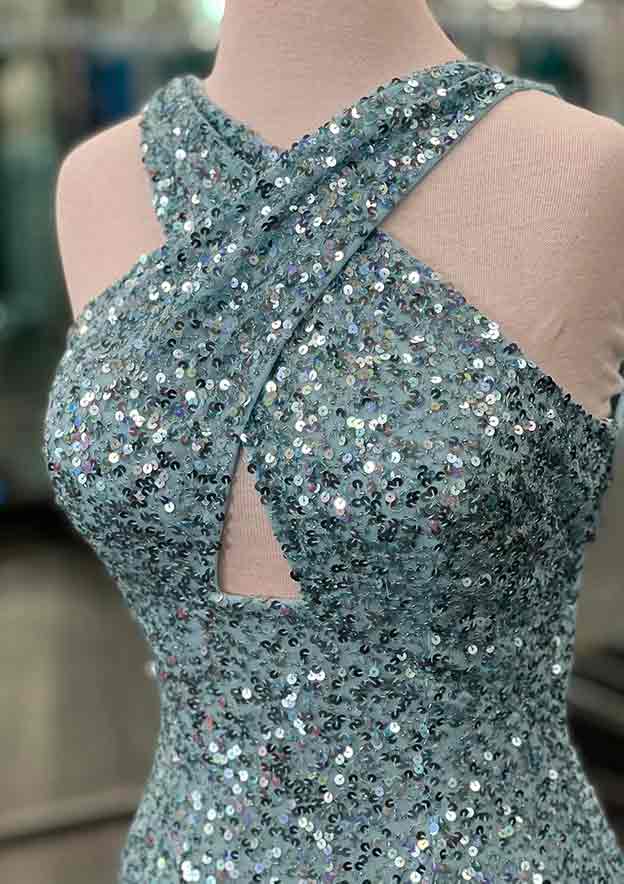 Robe de Bal Longue Au Sol à Licou et Fourreau/Colonne