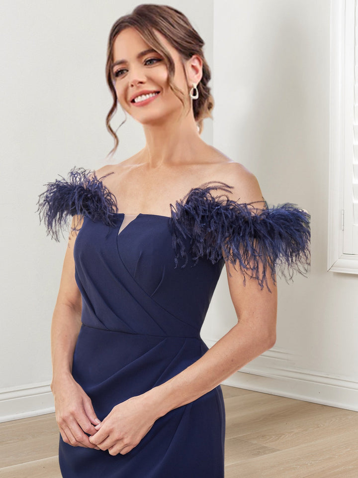 Robes de Mère de la Mariée Fourreau/Colonne à Épaules Dénudées et Longueur Au Sol