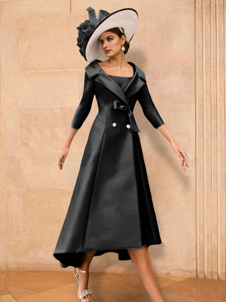 Robe de Mère de la Mariée à Manches Longues, Coupe A-Line/Princess, avec Nœud