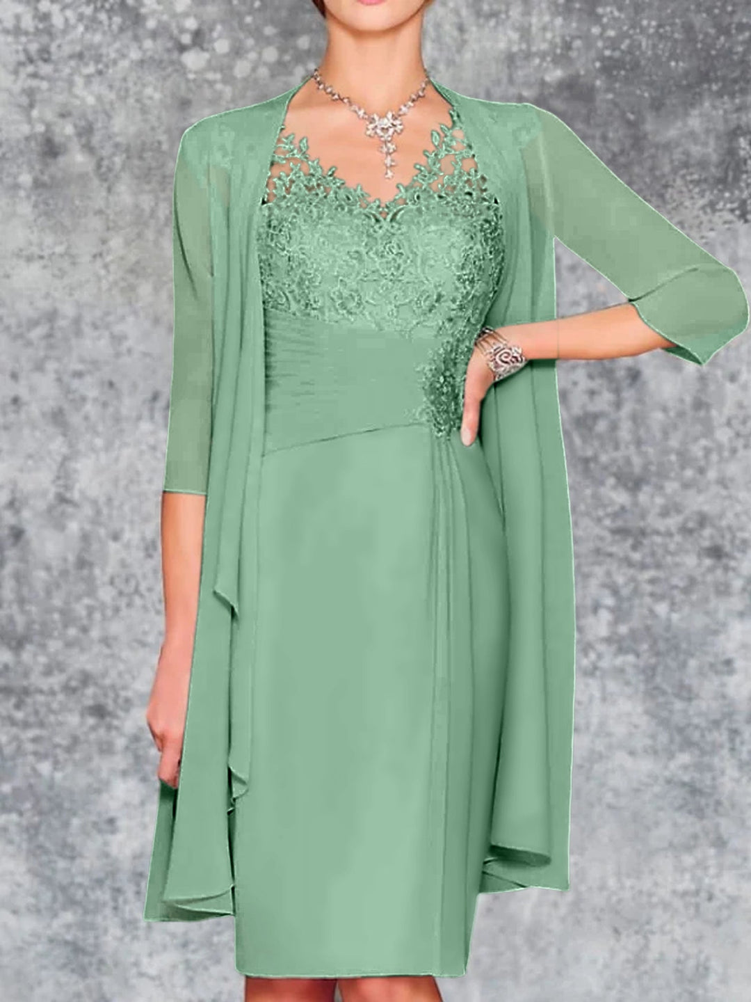 Robes de Mère de la Mariée Fourreau/Colonne à Col en V et Longueur Genou